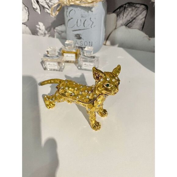 Taylor Avedon Gold Leopard Jewelry / Trinket Box - Picture 3 of 7